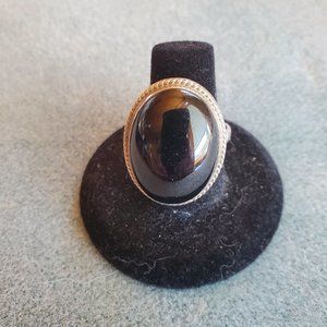 Black Jade Sterling Silver Ring